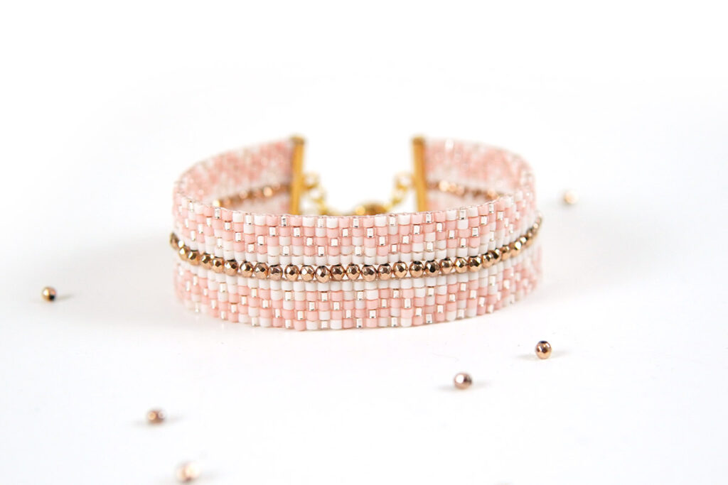 bracelet en perles miyuki rose