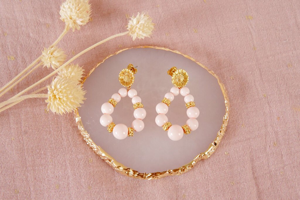 Boucles D'oreilles Vintage Couture En Résine - Occasion Très Bon état