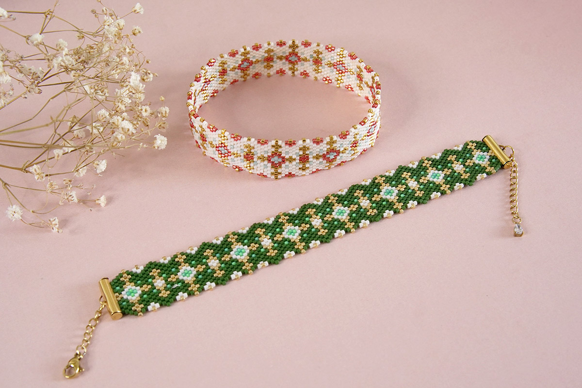 Bracelet bangle Miyuki et bracelet en Peyote impair