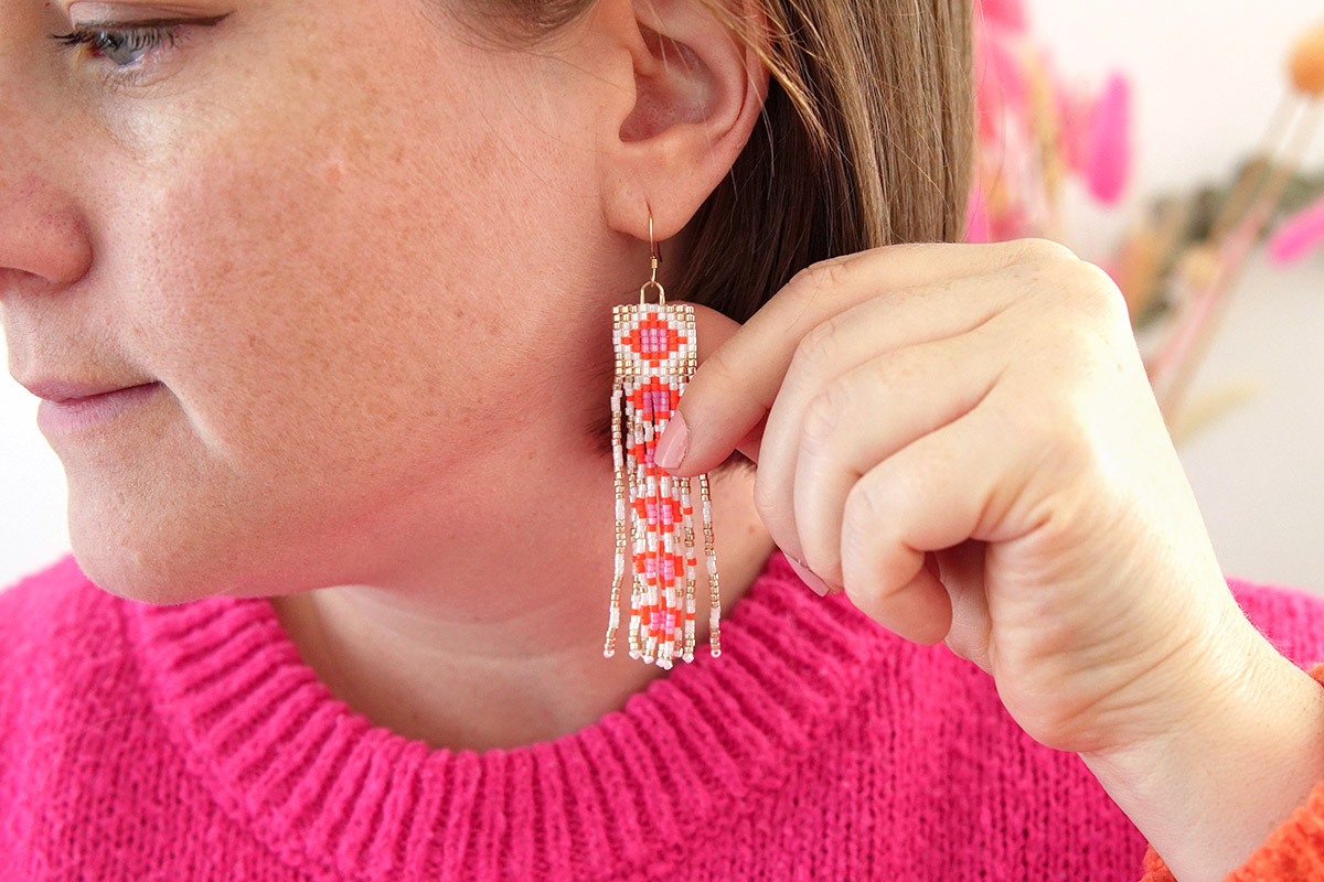 Boucles d'oreilles pendantes en perles Miyuki delica