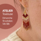 atelier tissage de perles boucles d'oreilles pendantes miyuki à franges.