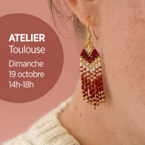 atelier tissage de perles boucles d'oreilles pendantes miyuki à franges.