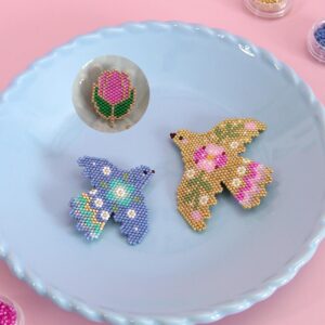 Pack spécial Bundle 2 Broches Miyuki oiseau + pin's Tulipe - offre limitée