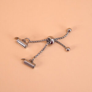 Embouts tubes tissage de perles acier inox argenté 10 mm avec fermoir coulissant