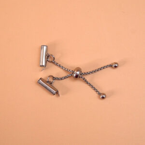 Embouts tubes tissage de perles acier inox argenté 13 mm avec fermoir coulissant