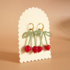 boucles d'oreilles artisanales cerises en perles