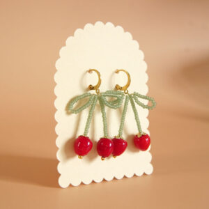 boucles d'oreilles artisanales cerises en perles