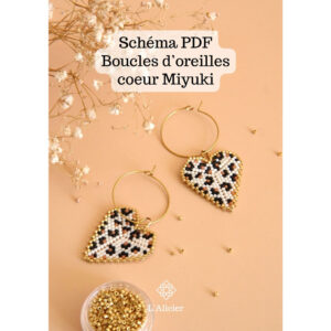 Boucles d'oreilles coeur miyuki Léopard