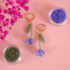 Boucles d'oreilles tulipes bleu lavande en perles