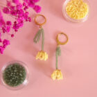 Boucles d'oreilles tulipes jaune pâle en perles