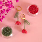 Boucles d'oreilles tulipes rouges en perles