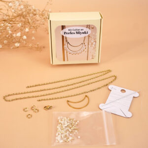 Mini Kit Collier en perles Miyuki - technique herringbone - Crème doré