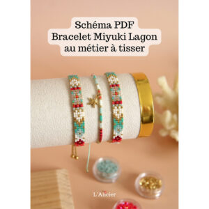 Schéma Bracelet Miyuki au métier à tisser. Collection Lagon 2026.