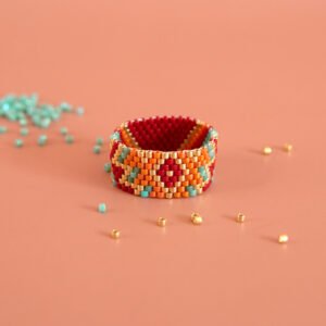 Bague en perles Miyuki tissage peyote pair.